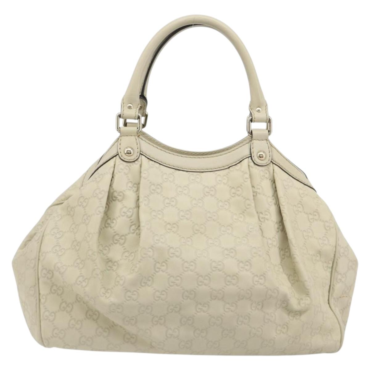 GUCCI GG Canvas Guccissima Tote Bag Leather Ivory Gold 211944 Auth 193843V