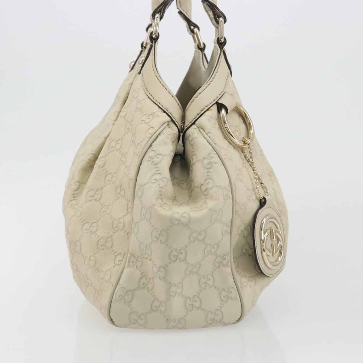 GUCCI GG Canvas Guccissima Tote Bag Leather Ivory Gold 211944 Auth 193843V