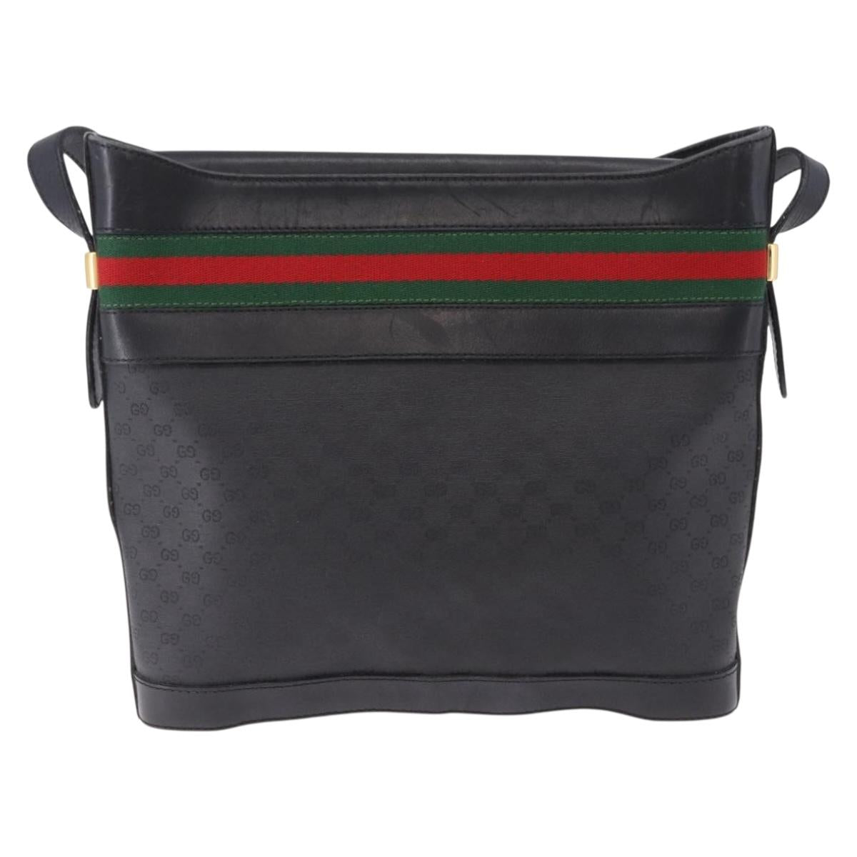 GUCCI Micro GG Supreme Web Sherry Line Bag PVC Black 001 110 0968 Auth 193846