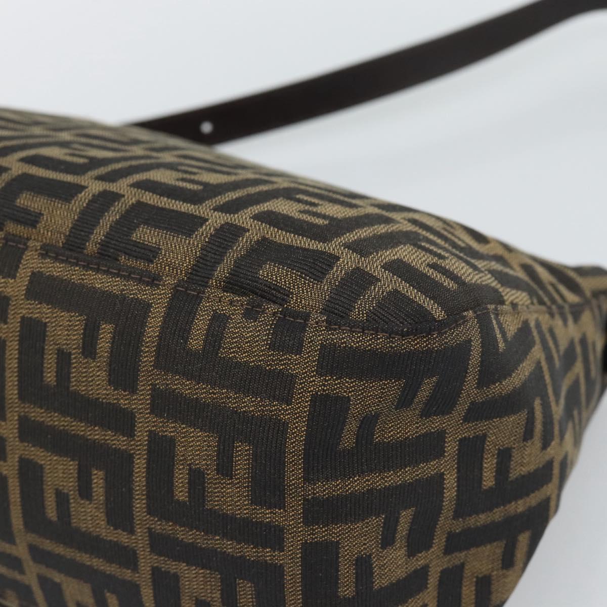 FENDI Zucca Canvas Mamma Baguette Shoulder Bag Brown Black Auth 193847V