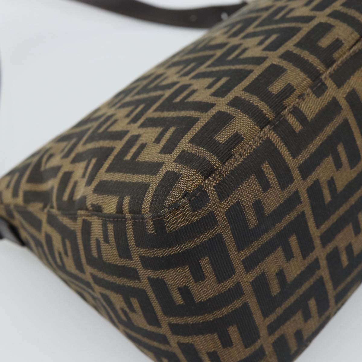 FENDI Zucca Canvas Mamma Baguette Shoulder Bag Brown Black Auth 193847V