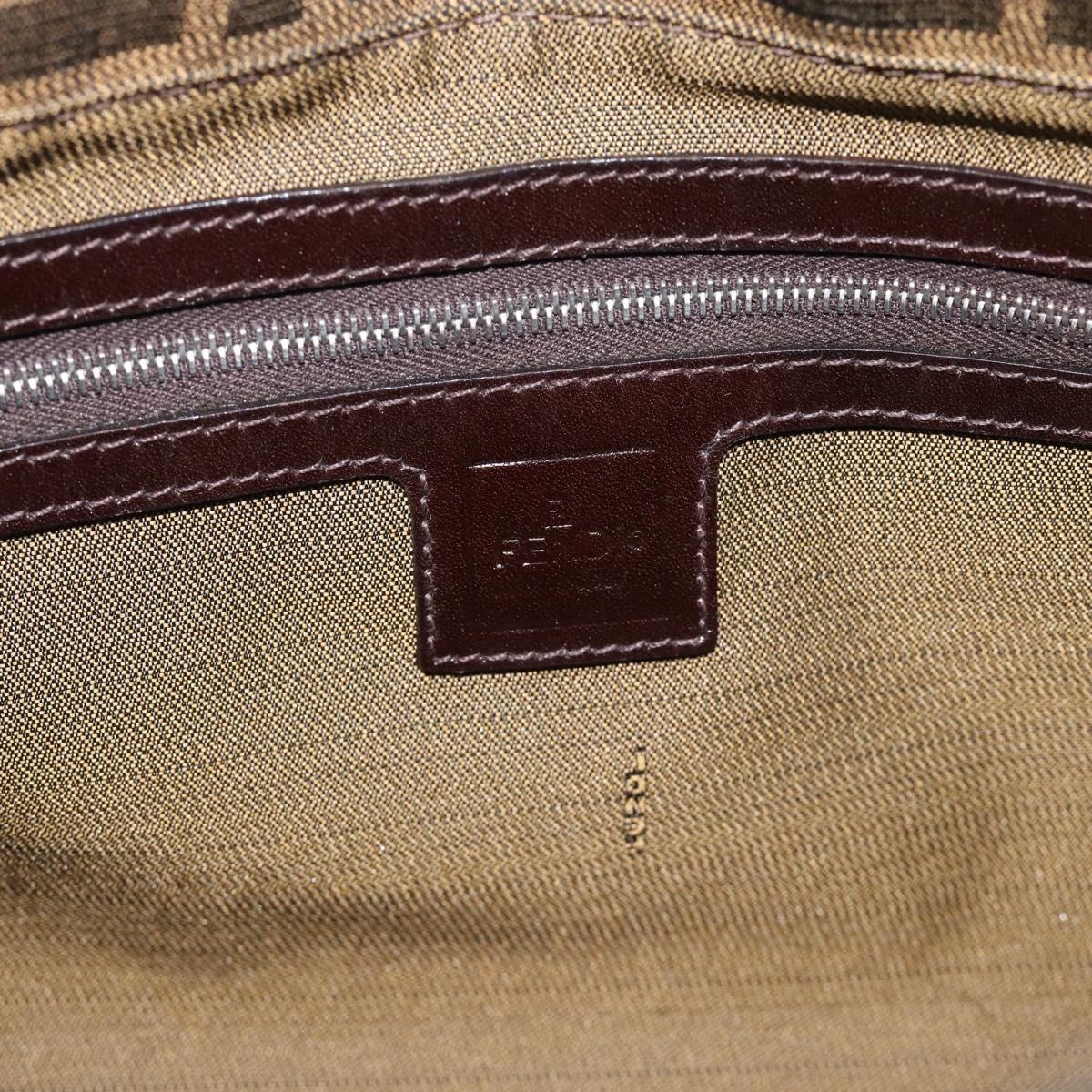 FENDI Zucca Canvas Mamma Baguette Shoulder Bag Brown Black Auth 193847V