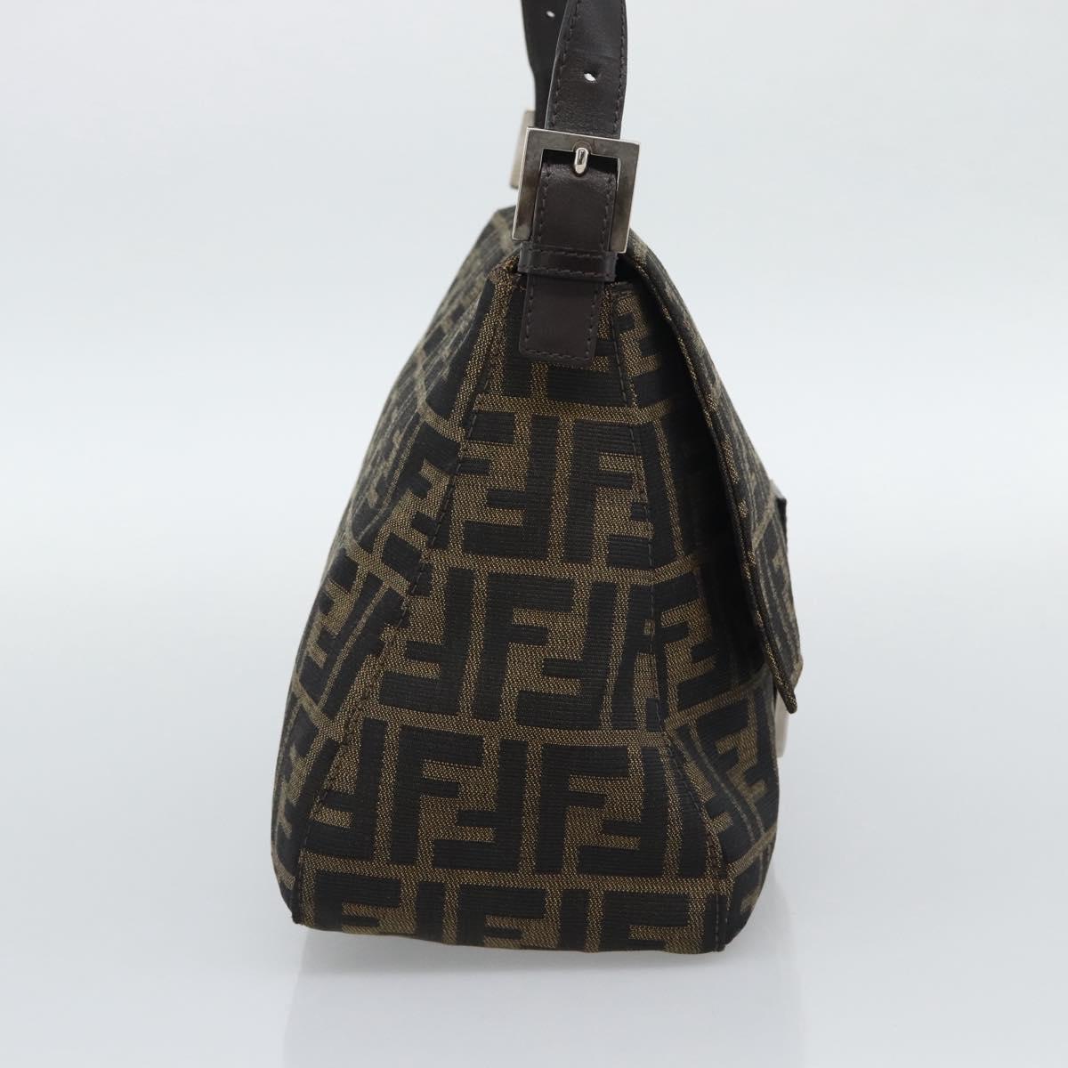 FENDI Zucca Canvas Mamma Baguette Shoulder Bag Brown Black Auth 193847V