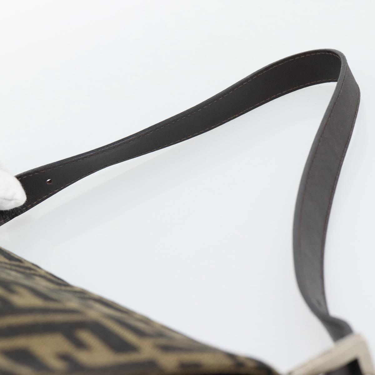FENDI Zucca Canvas Mamma Baguette Shoulder Bag Brown Black Auth 193847V