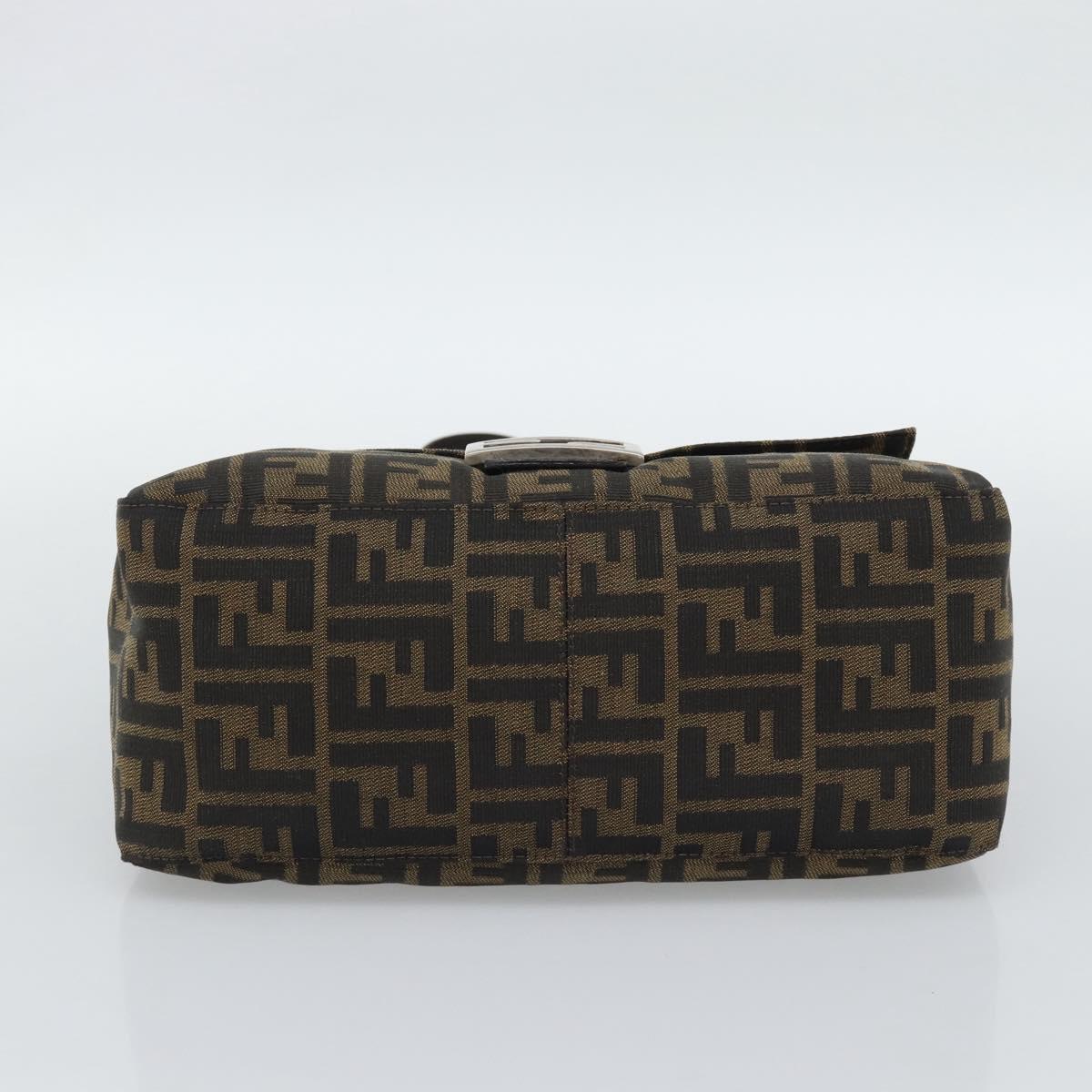 FENDI Zucca Canvas Mamma Baguette Shoulder Bag Brown Black Auth 193847V