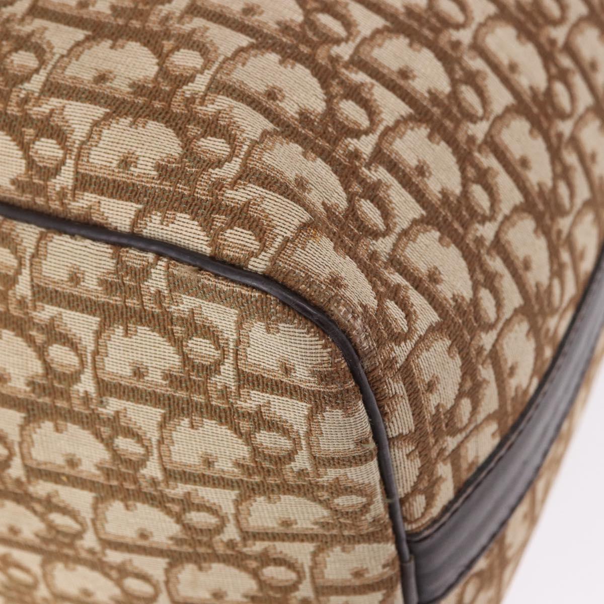 Christian Dior Trotter Canvas Boston Bag Beige Gold Auth 193848