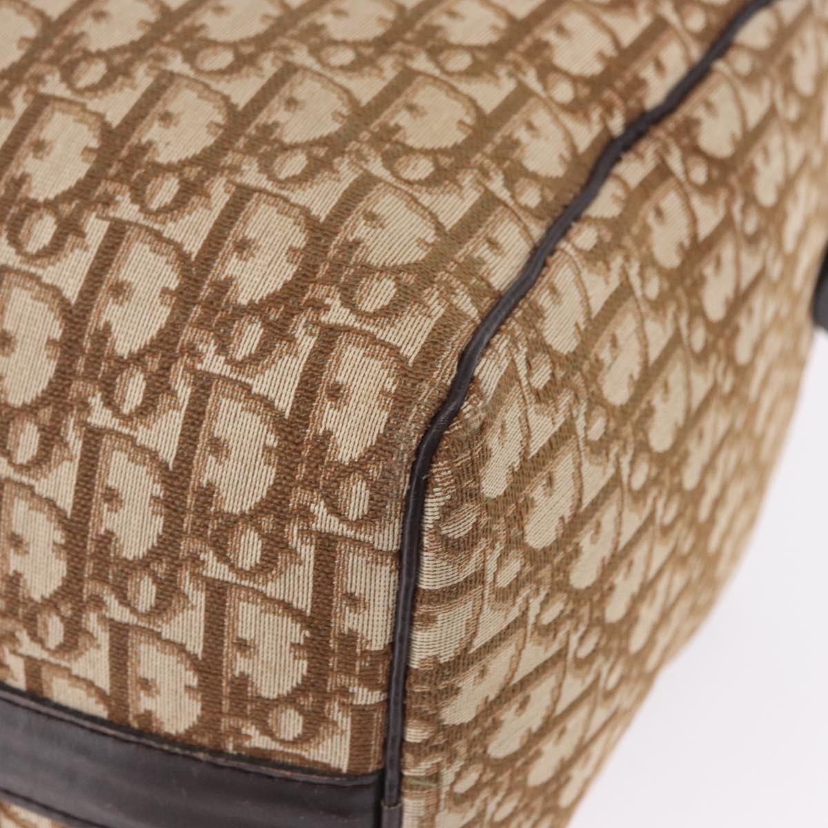 Christian Dior Trotter Canvas Boston Bag Beige Gold Auth 193848