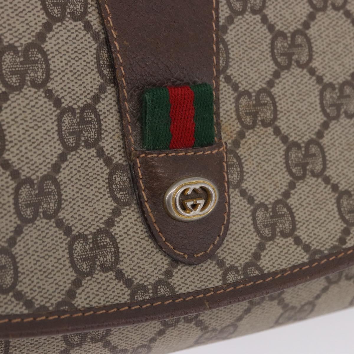 GUCCI GG Supreme Web Sherry Line Bag PVC Beige Gold 156 01 030 Auth 193851