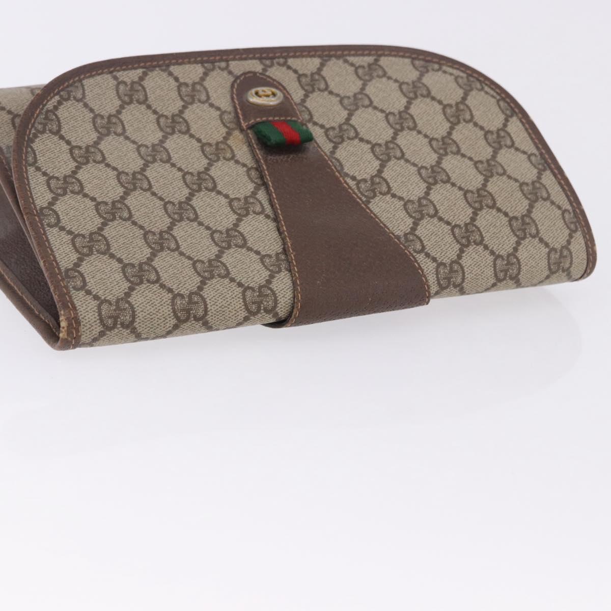 GUCCI GG Supreme Web Sherry Line Bag PVC Beige Gold 156 01 030 Auth 193851