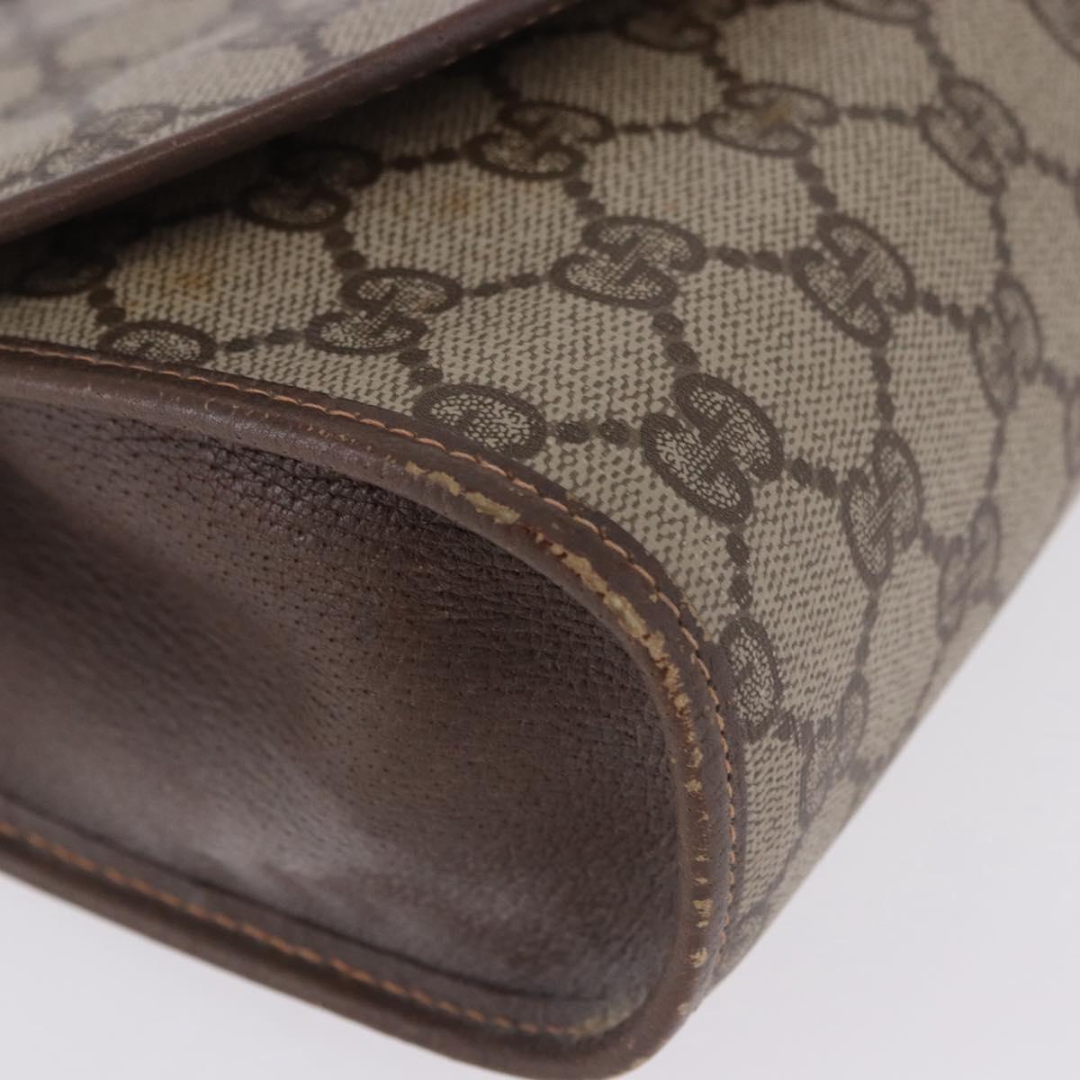 GUCCI GG Supreme Web Sherry Line Bag PVC Beige Gold 156 01 030 Auth 193851