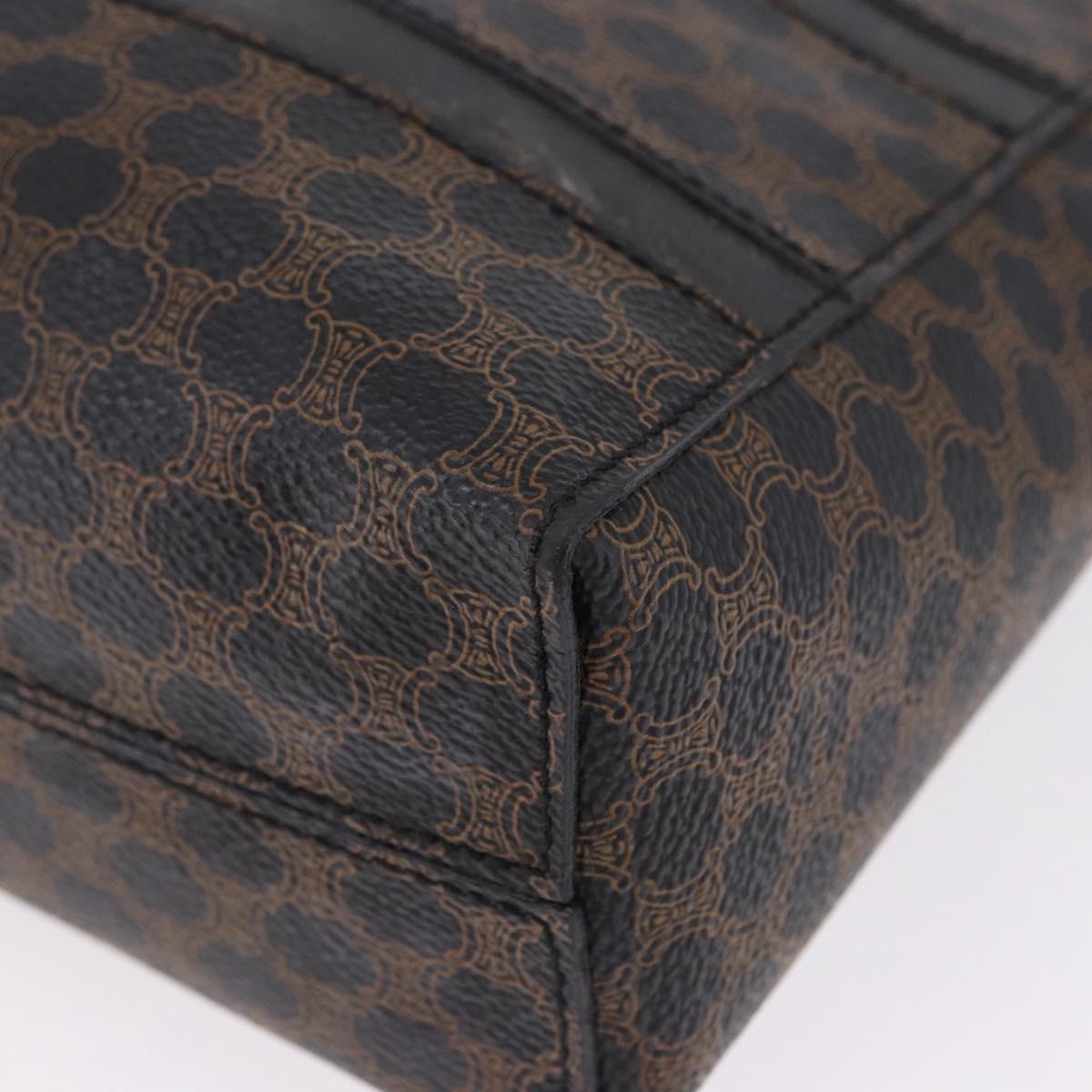 CELINE Macadam Canvas Shoulder Bag PVC Leather Black Gold Auth 193854