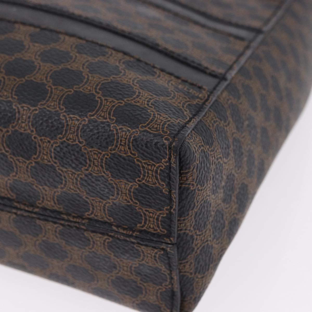 CELINE Macadam Canvas Shoulder Bag PVC Leather Black Gold Auth 193854