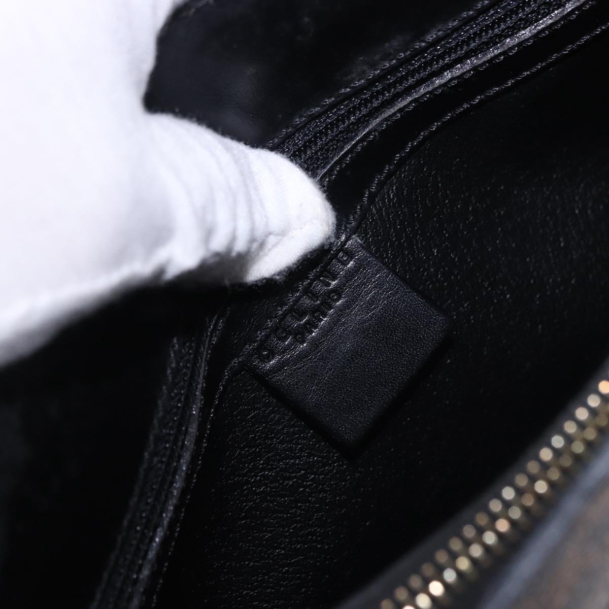 CELINE Macadam Canvas Shoulder Bag PVC Leather Black Gold Auth 193854