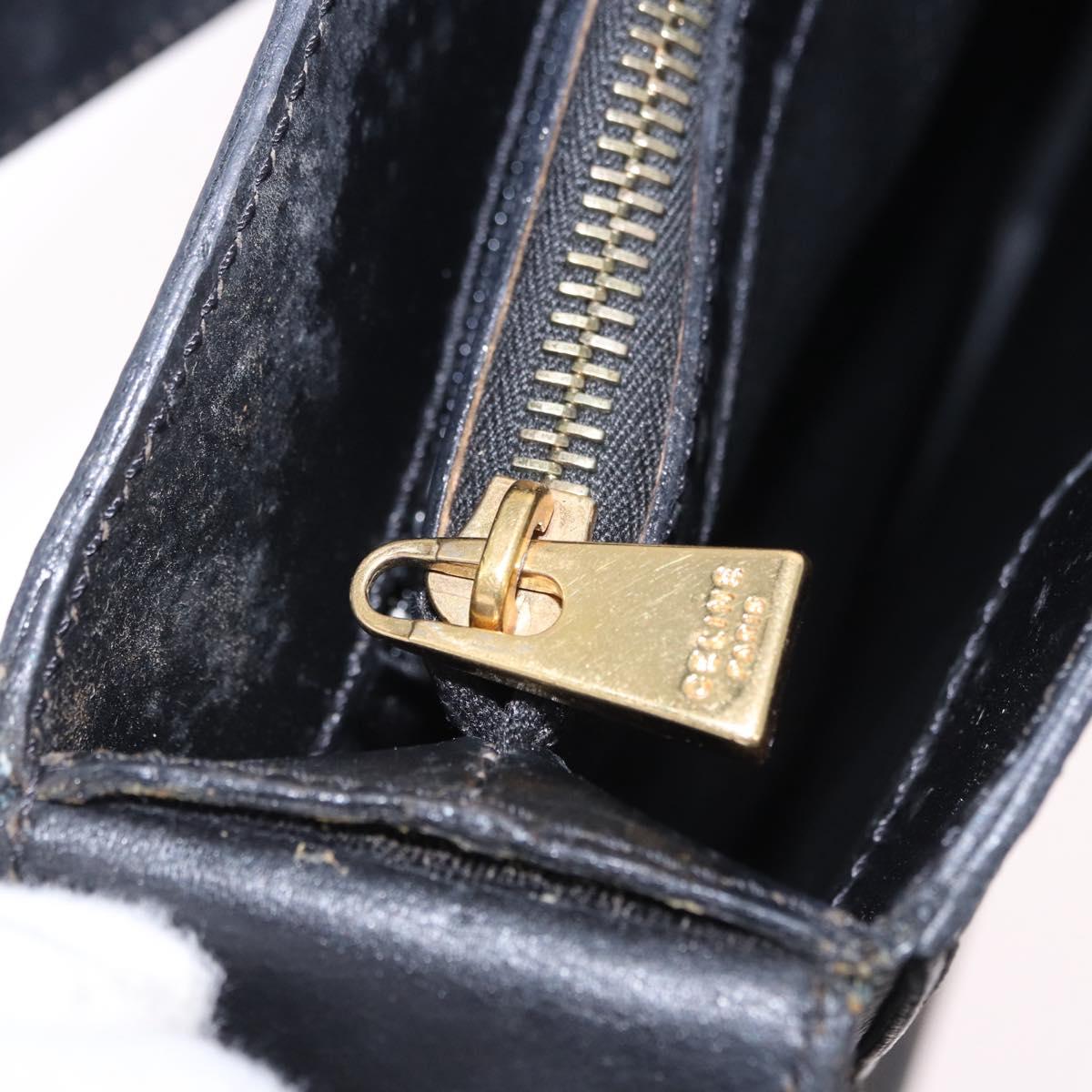 CELINE Macadam Canvas Shoulder Bag PVC Leather Black Gold Auth 193854