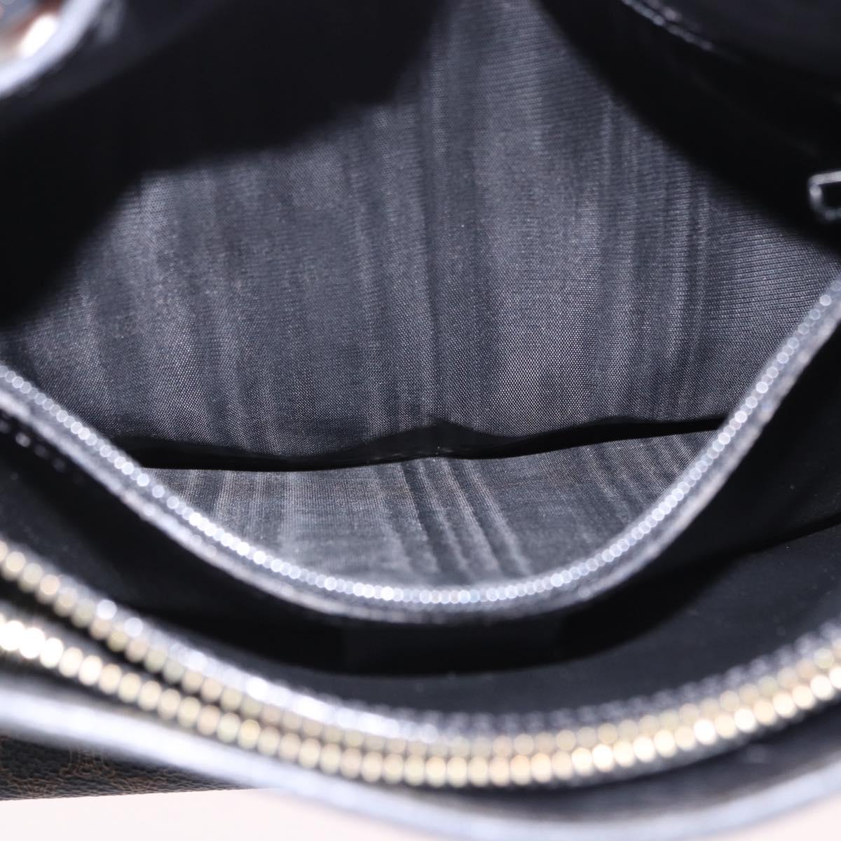 CELINE Macadam Canvas Shoulder Bag PVC Leather Black Gold Auth 193854