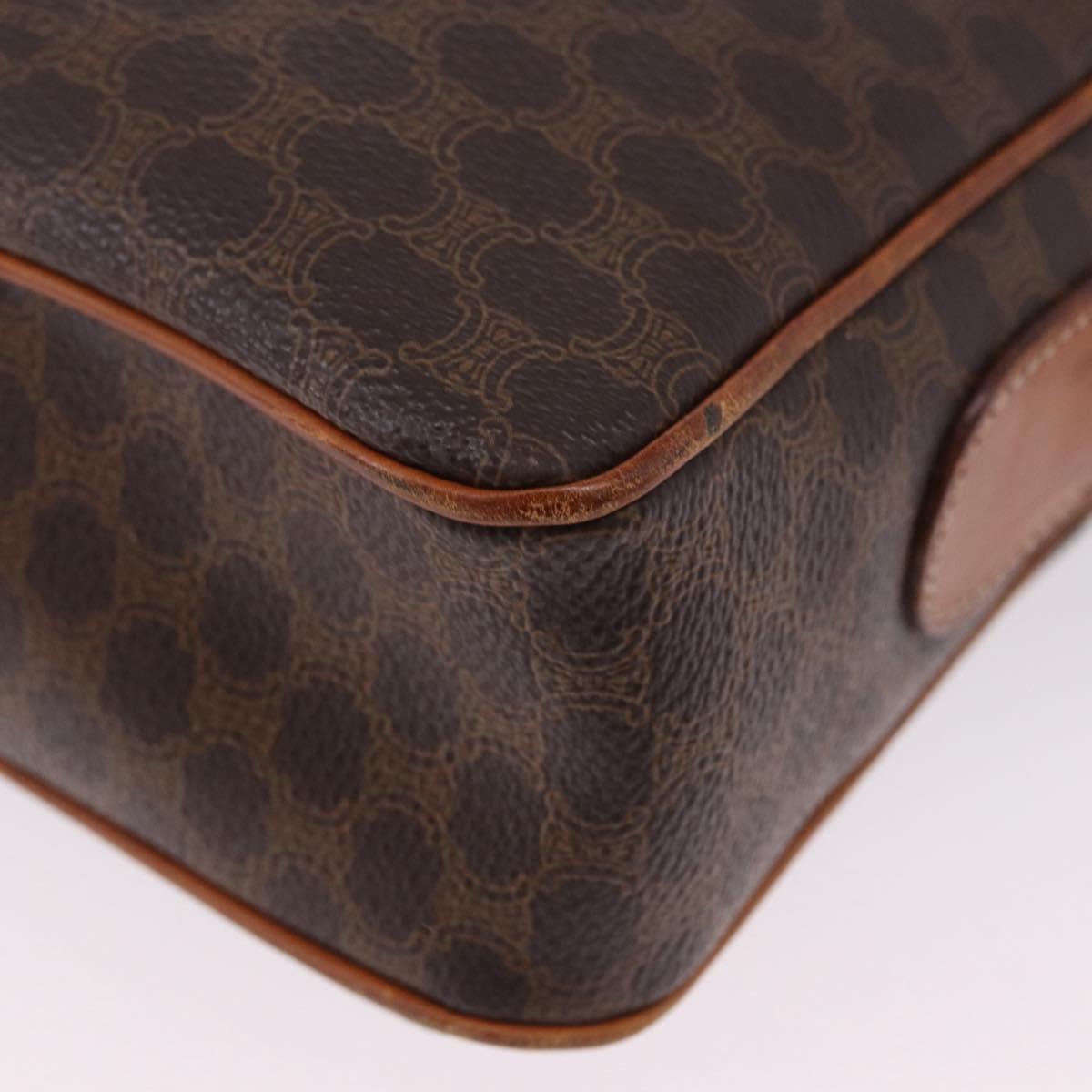 CELINE Macadam Canvas Circle Shoulder Bag PVC Leather Brown Gold Auth 193856