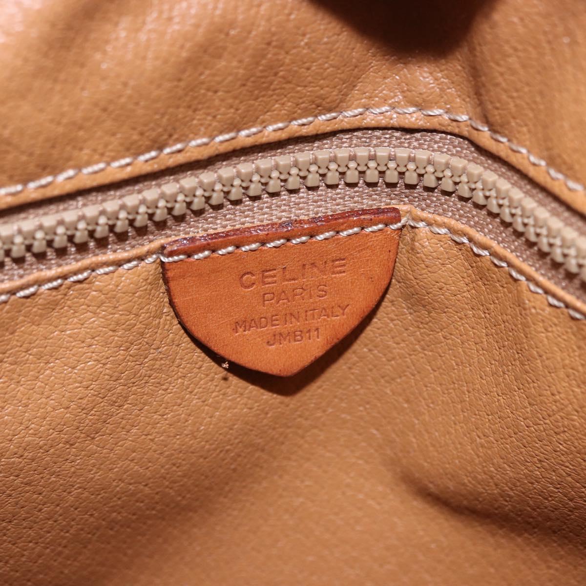 CELINE Macadam Canvas Circle Shoulder Bag PVC Leather Brown Gold Auth 193856