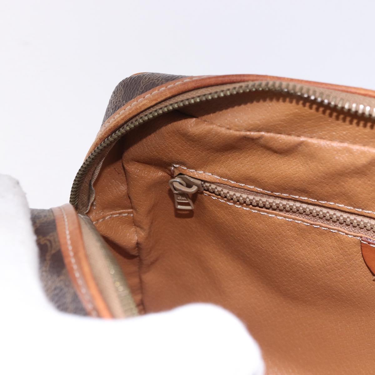 CELINE Macadam Canvas Circle Shoulder Bag PVC Leather Brown Gold Auth 193856