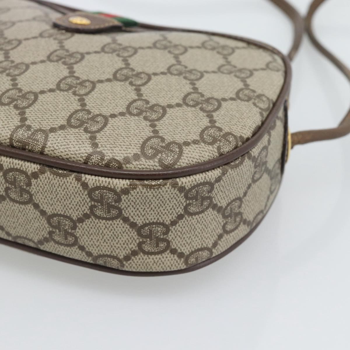 GUCCI GG Supreme Web Sherry Line Bag PVC Beige Gold 007 58 6112 Auth 193857