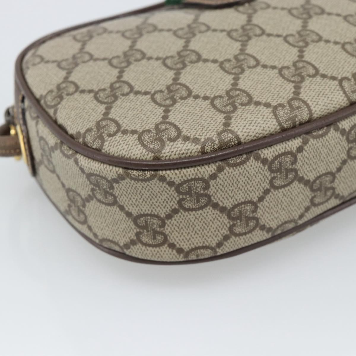 GUCCI GG Supreme Web Sherry Line Bag PVC Beige Gold 007 58 6112 Auth 193857