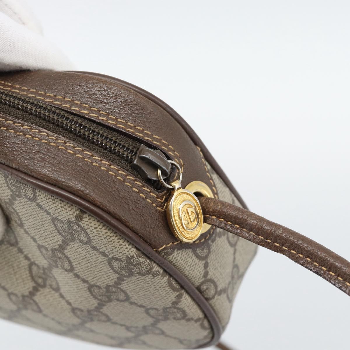GUCCI GG Supreme Web Sherry Line Bag PVC Beige Gold 007 58 6112 Auth 193857