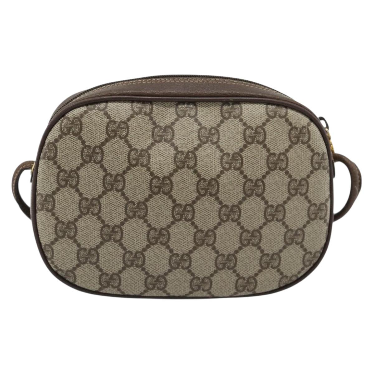 GUCCI GG Supreme Web Sherry Line Bag PVC Beige Gold 007 58 6112 Auth 193857