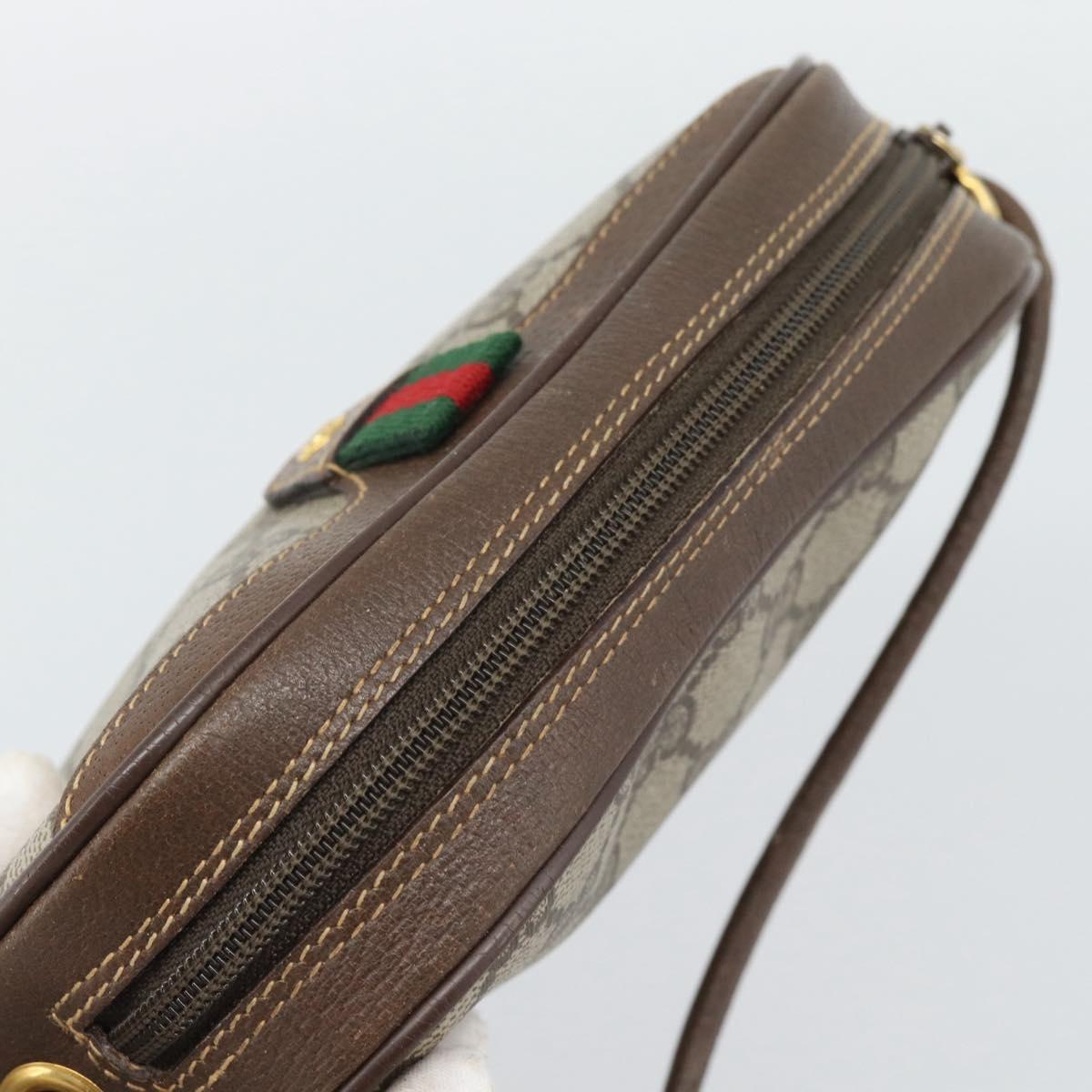 GUCCI GG Supreme Web Sherry Line Bag PVC Beige Gold 007 58 6112 Auth 193857