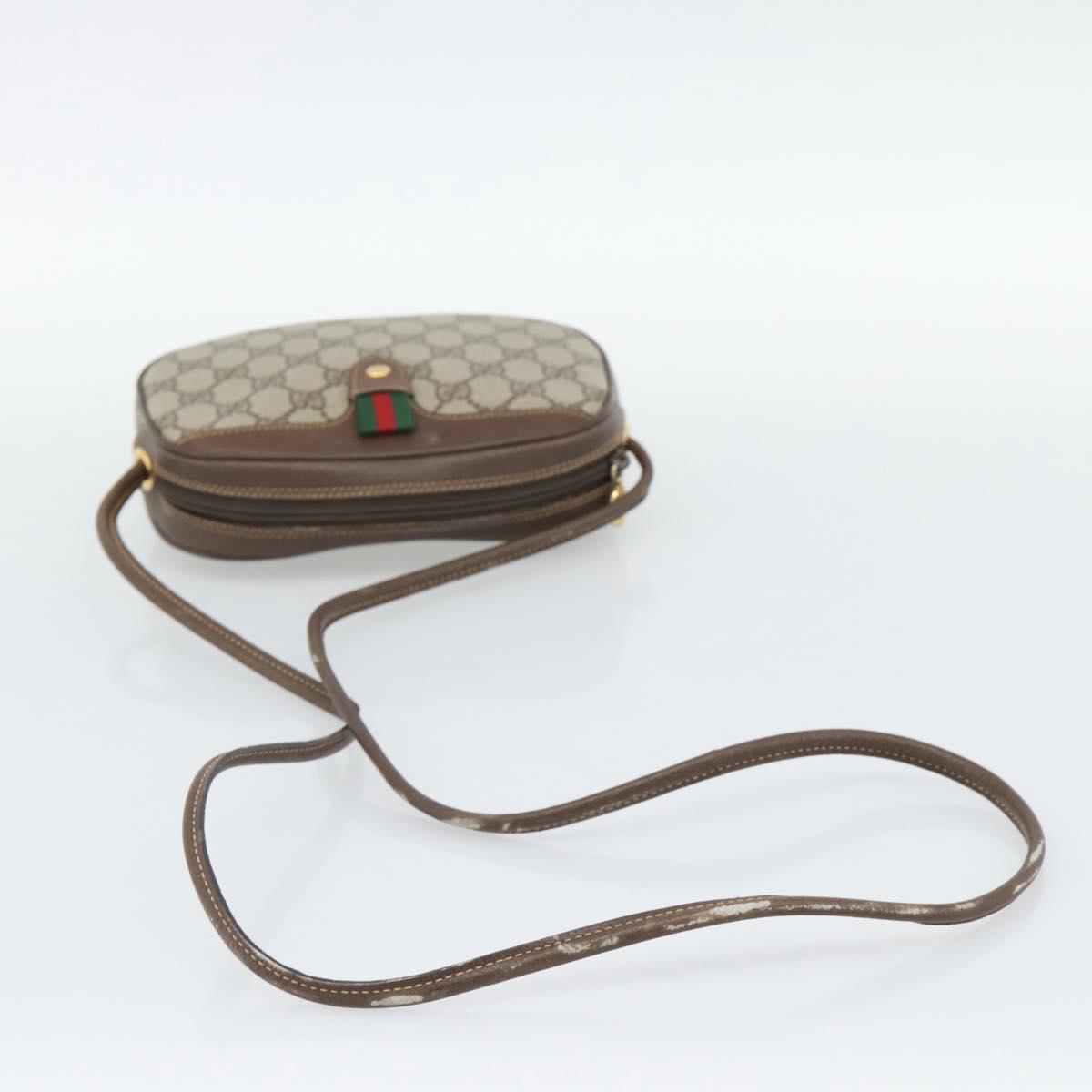 GUCCI GG Supreme Web Sherry Line Bag PVC Beige Gold 007 58 6112 Auth 193857