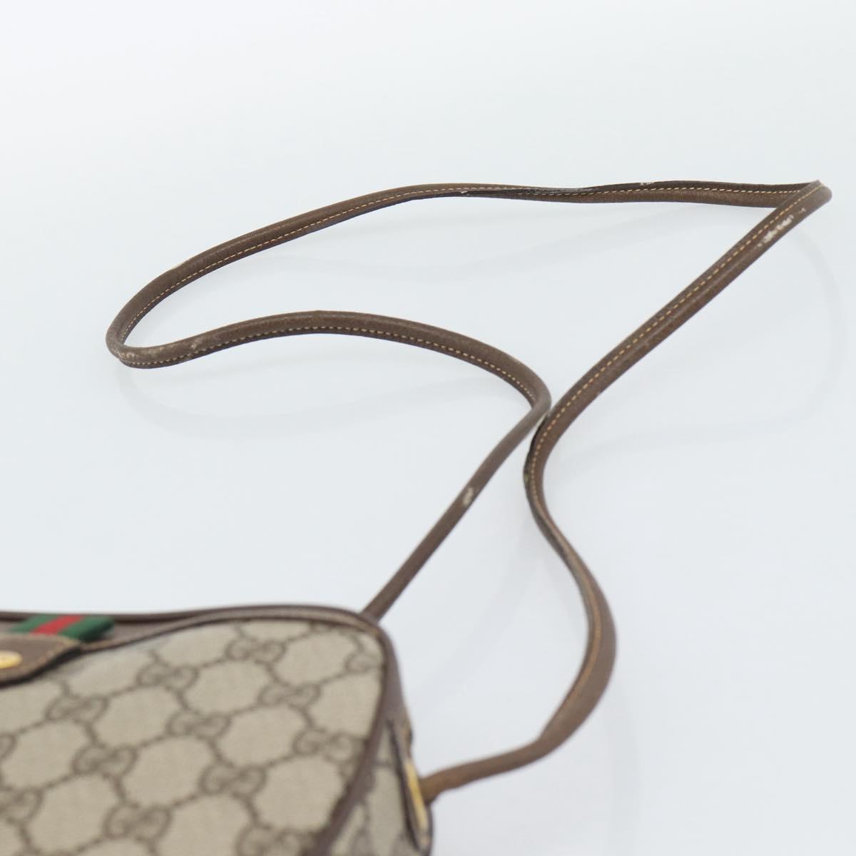 GUCCI GG Supreme Web Sherry Line Bag PVC Beige Gold 007 58 6112 Auth 193857