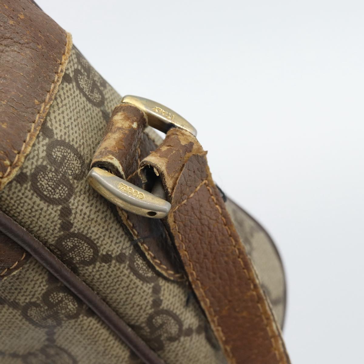 GUCCI GG Supreme Web Sherry Line Bag PVC Beige Gold 116 02 087 Auth 193860