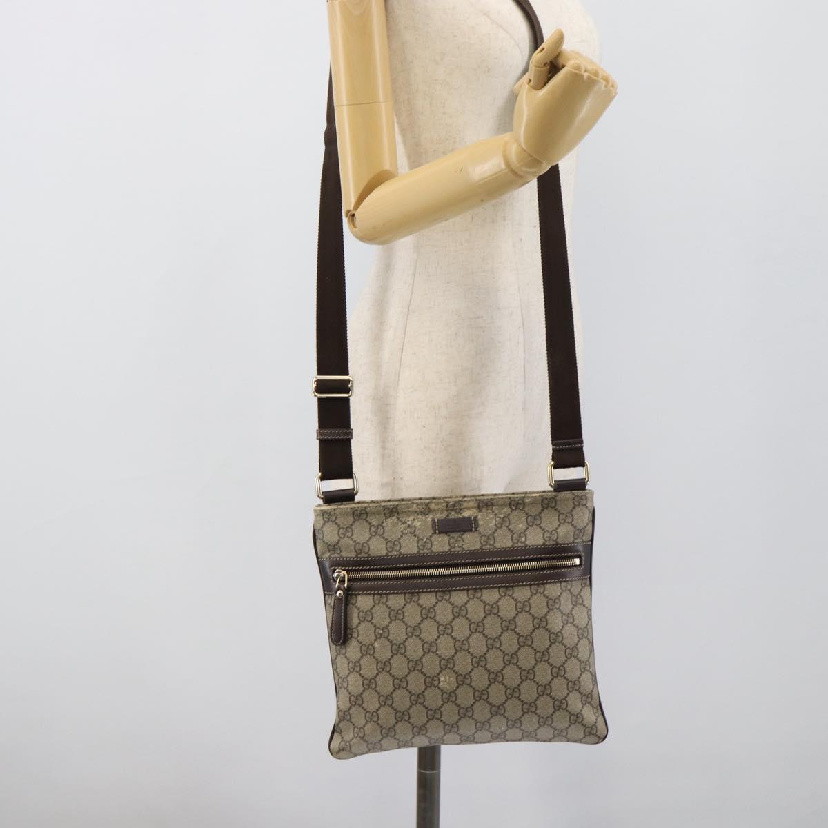 GUCCI GG Supreme Shoulder Bag PVC Beige Gold 295257 Auth 193862