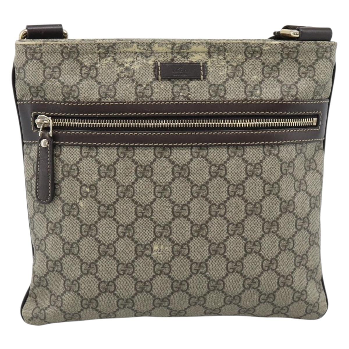GUCCI GG Supreme Shoulder Bag PVC Beige Gold 295257 Auth 193862