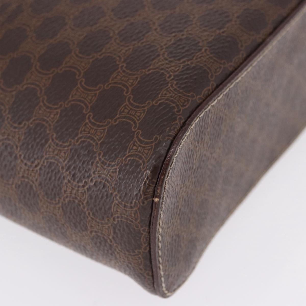 CELINE Macadam Canvas Mini vanity Hand Bag PVC Leather Brown Gold Auth 193866A