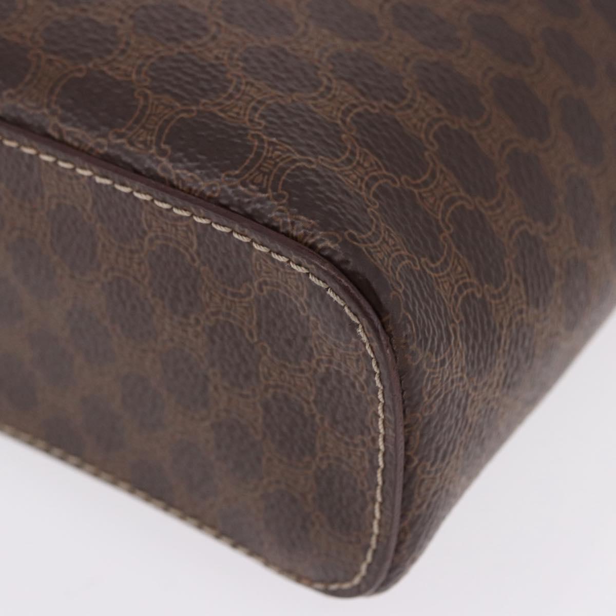 CELINE Macadam Canvas Mini vanity Hand Bag PVC Leather Brown Gold Auth 193866A