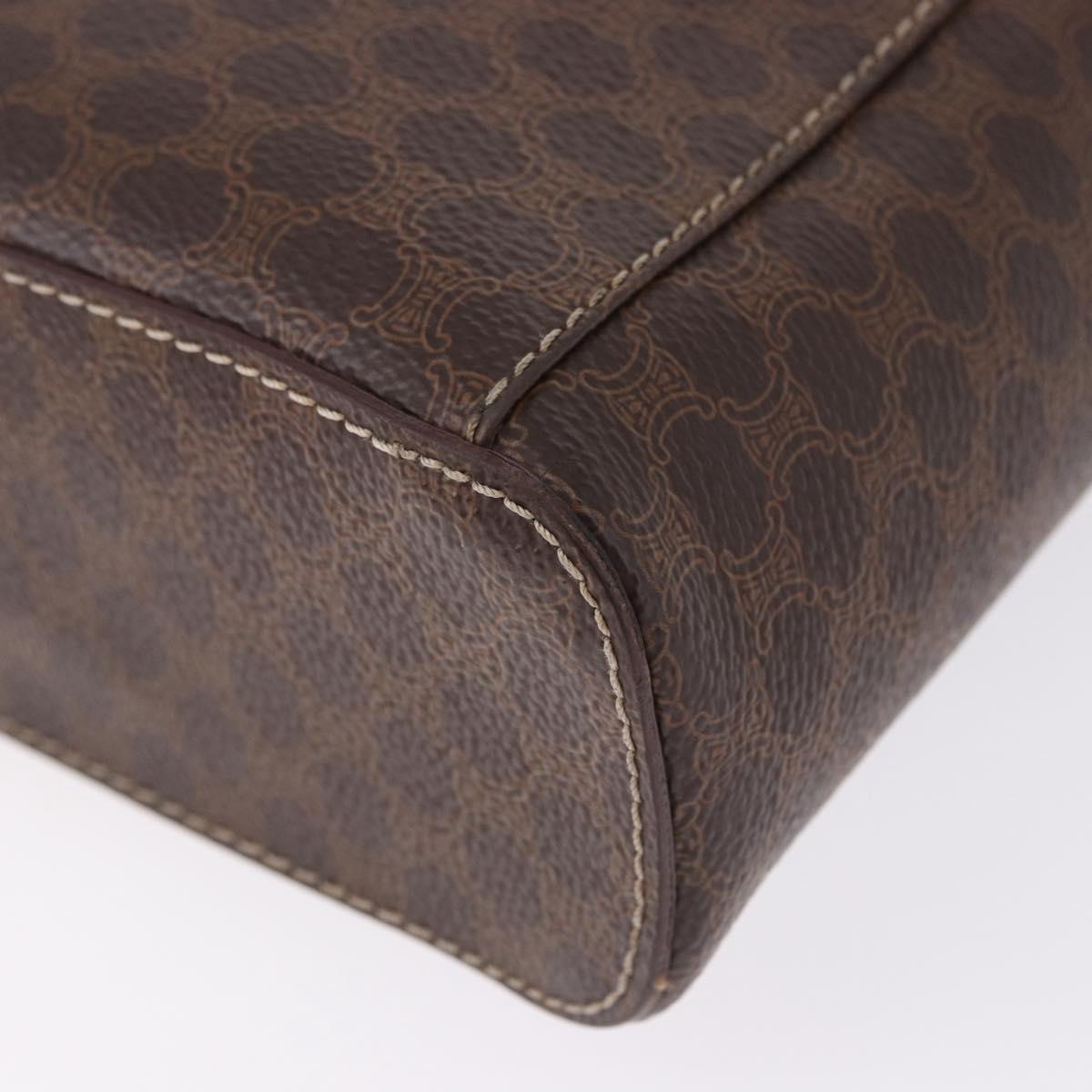 CELINE Macadam Canvas Mini vanity Hand Bag PVC Leather Brown Gold Auth 193866A