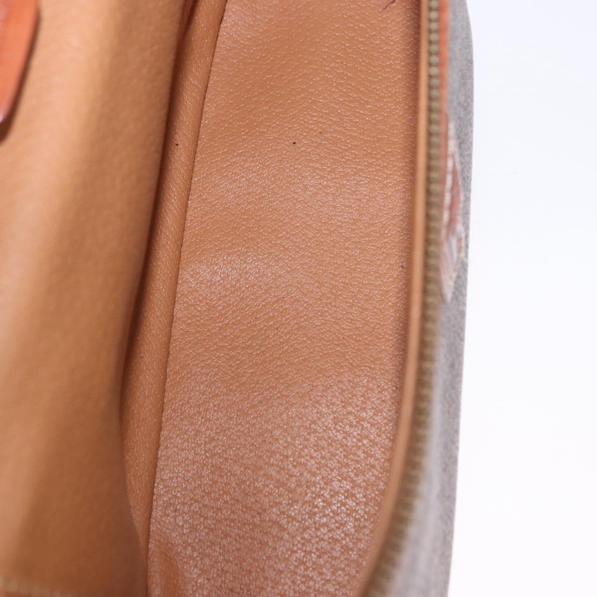 CELINE Macadam Canvas Mini vanity Hand Bag PVC Leather Brown Gold Auth 193866A