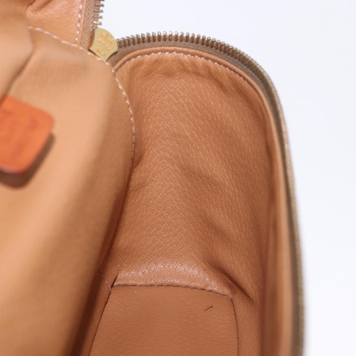 CELINE Macadam Canvas Mini vanity Hand Bag PVC Leather Brown Gold Auth 193866A
