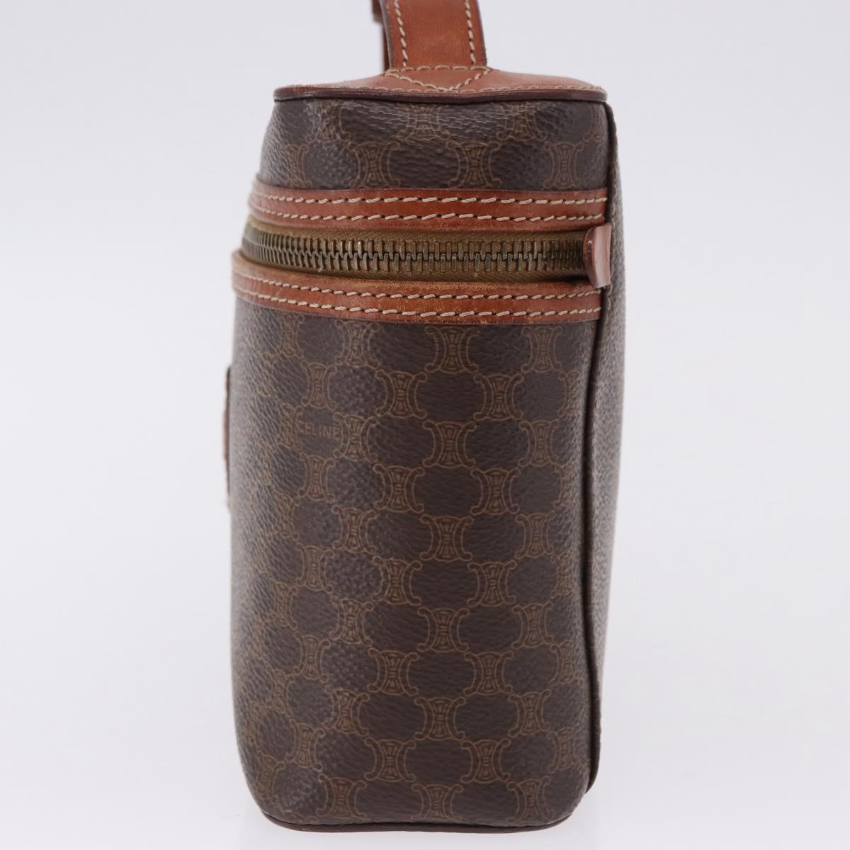 CELINE Macadam Canvas Mini vanity Hand Bag PVC Leather Brown Gold Auth 193866A