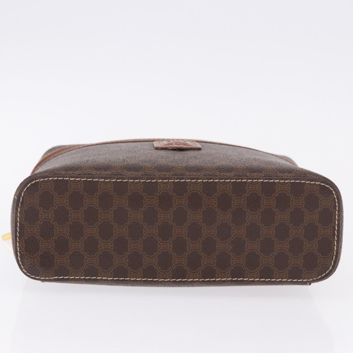 CELINE Macadam Canvas Mini vanity Hand Bag PVC Leather Brown Gold Auth 193866A