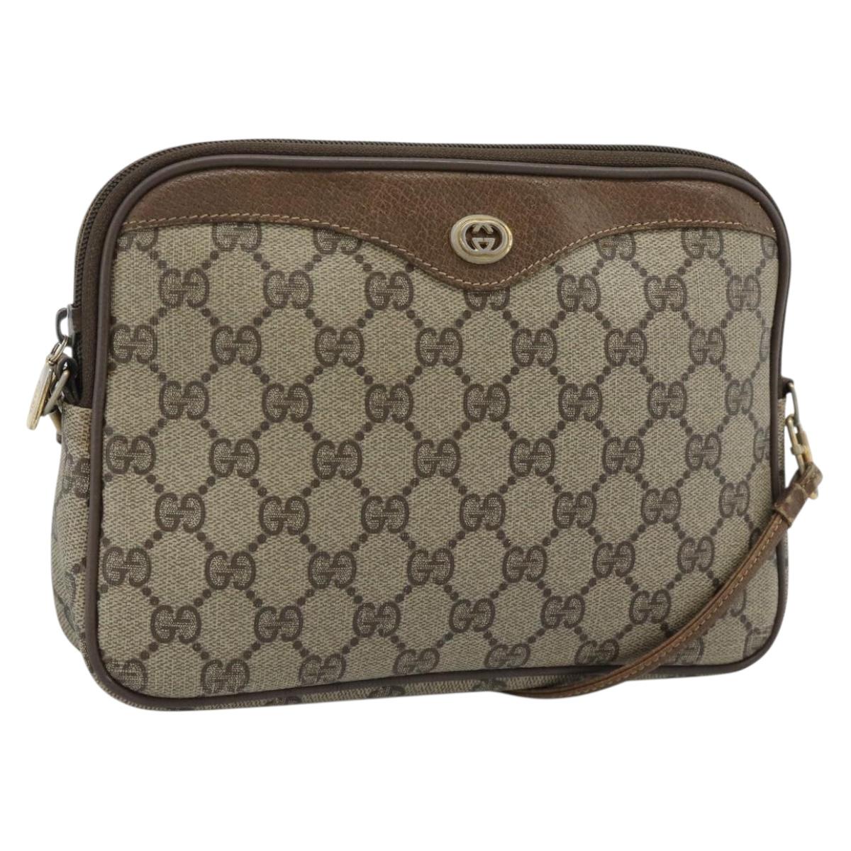 GUCCI GG Supreme Shoulder Bag PVC Beige Gold 40 02 068 Auth 193870