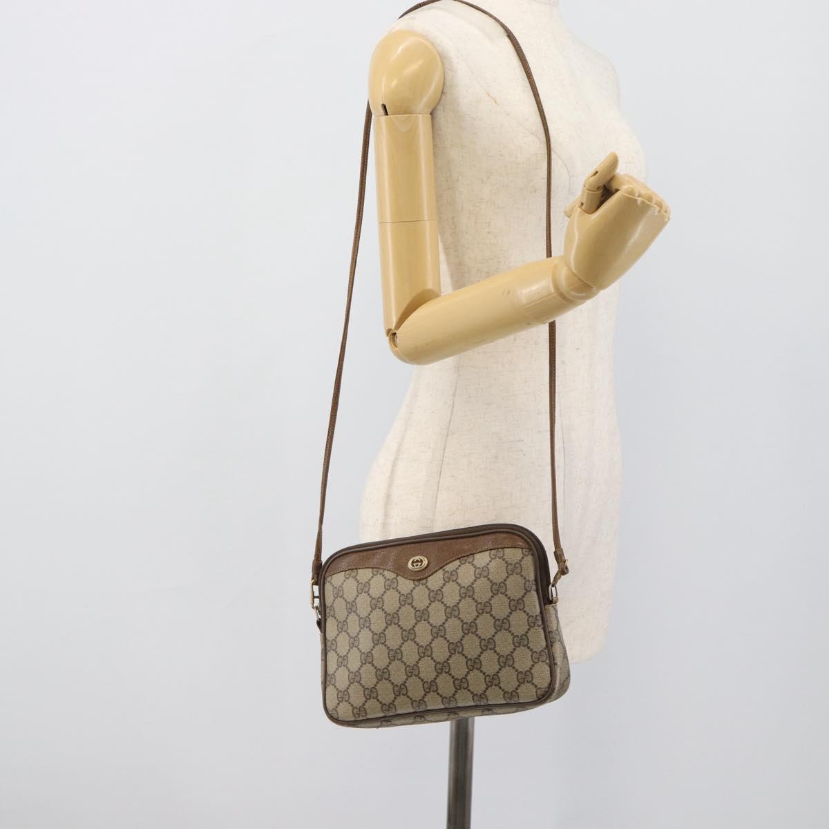GUCCI GG Supreme Shoulder Bag PVC Beige Gold 40 02 068 Auth 193870