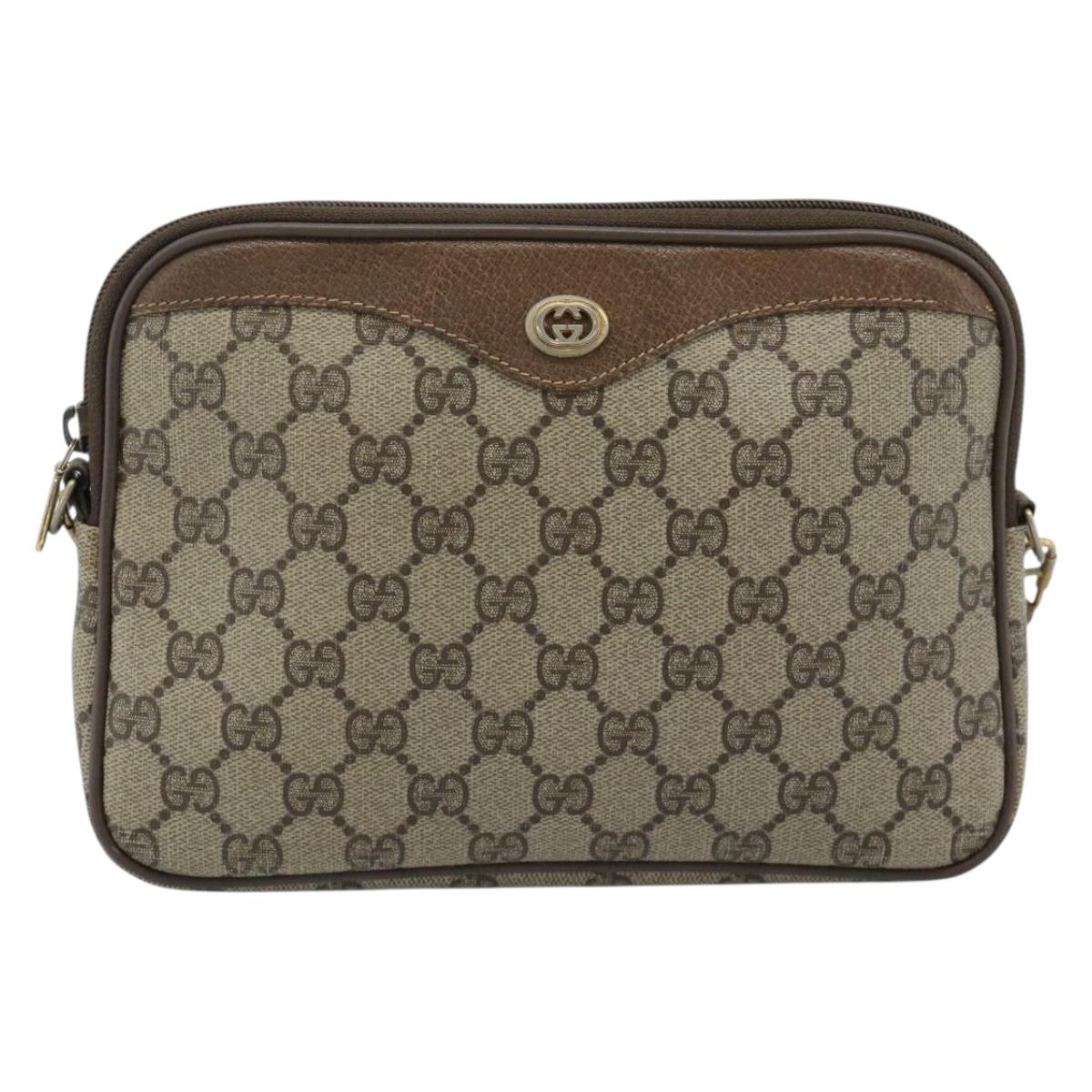 GUCCI GG Supreme Shoulder Bag PVC Beige Gold 40 02 068 Auth 193870