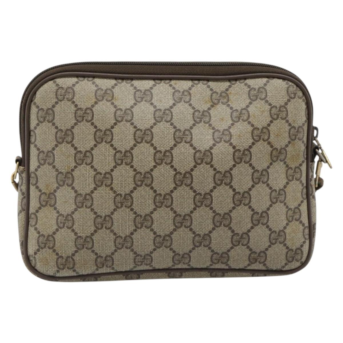 GUCCI GG Supreme Shoulder Bag PVC Beige Gold 40 02 068 Auth 193870