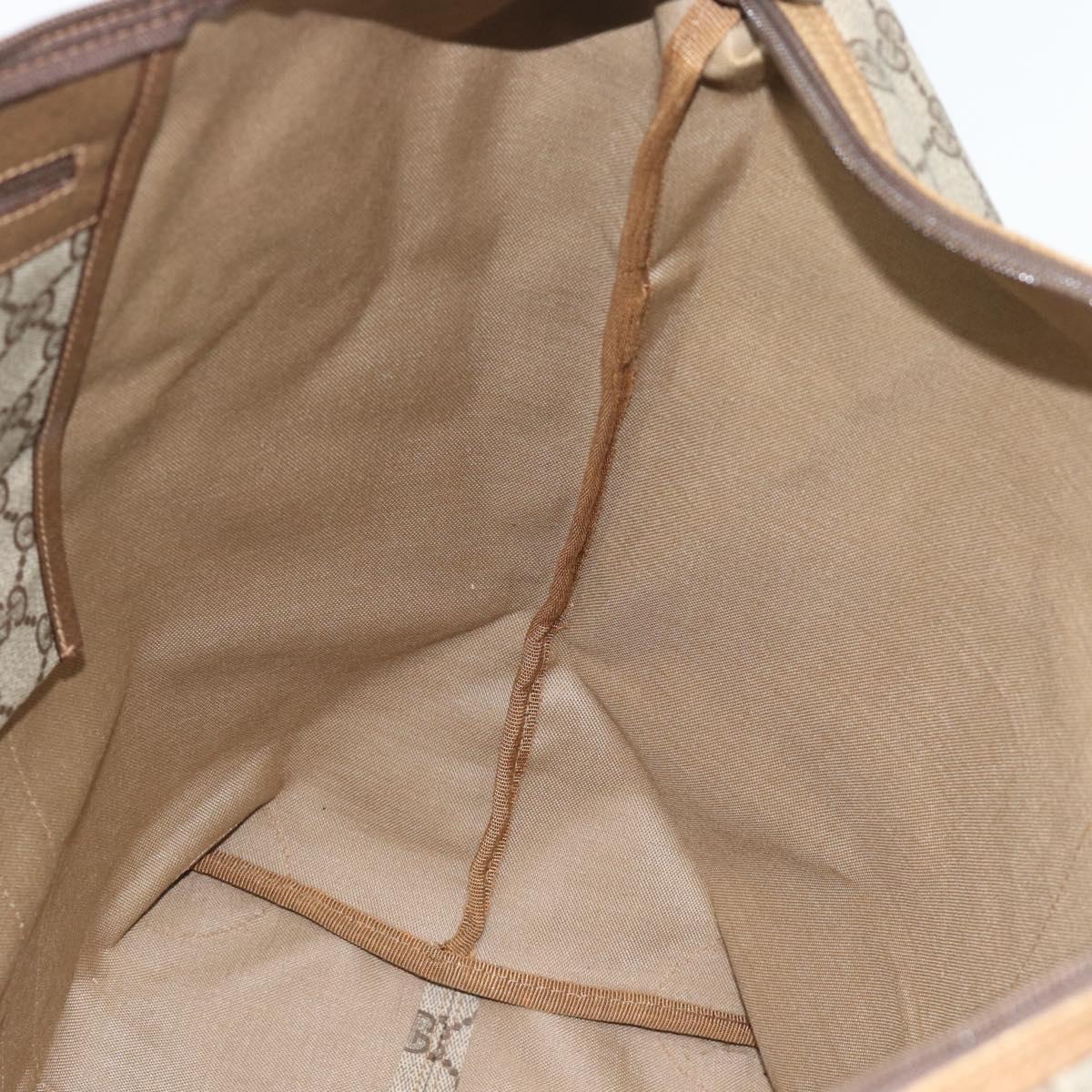 GUCCI GG Supreme Web Sherry Line Boston Bag PVC Beige Gold Auth 193876