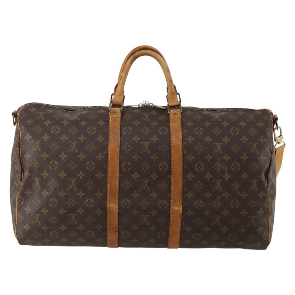 LOUIS VUITTON Monogram Keepall Bandouliere 55 Boston Bag M41414 LV Auth 193877