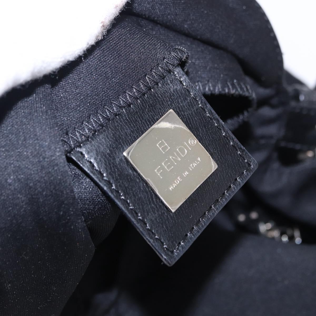FENDI Mamma Baguette Shoulder Bag Cotton jersey Black Silver Auth 193880