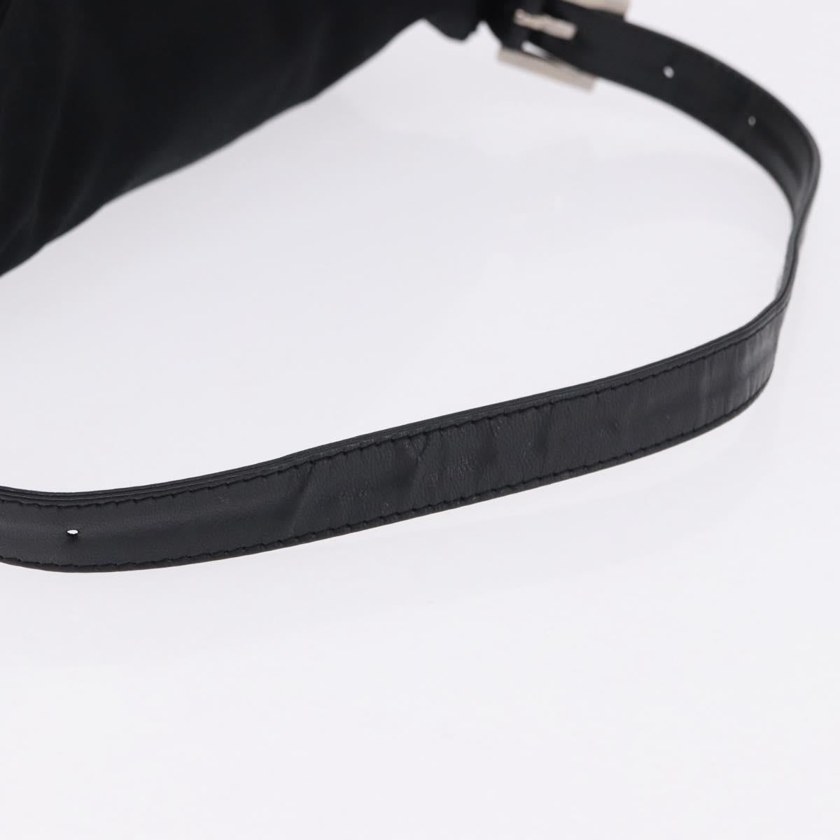 FENDI Mamma Baguette Shoulder Bag Cotton jersey Black Silver Auth 193880