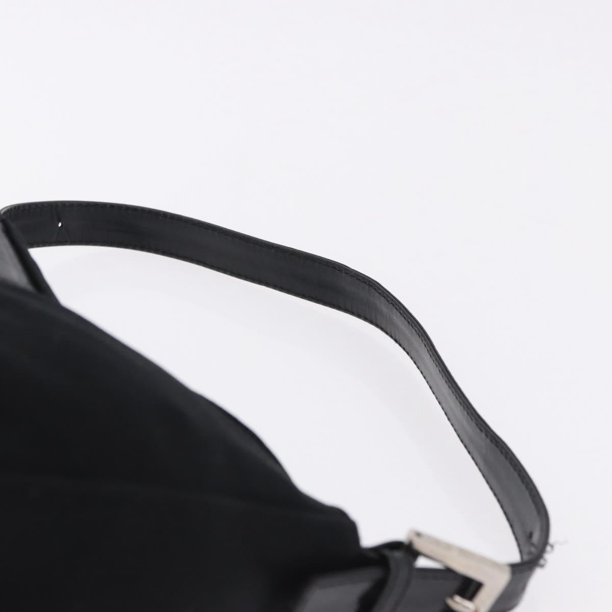 FENDI Mamma Baguette Shoulder Bag Cotton jersey Black Silver Auth 193880