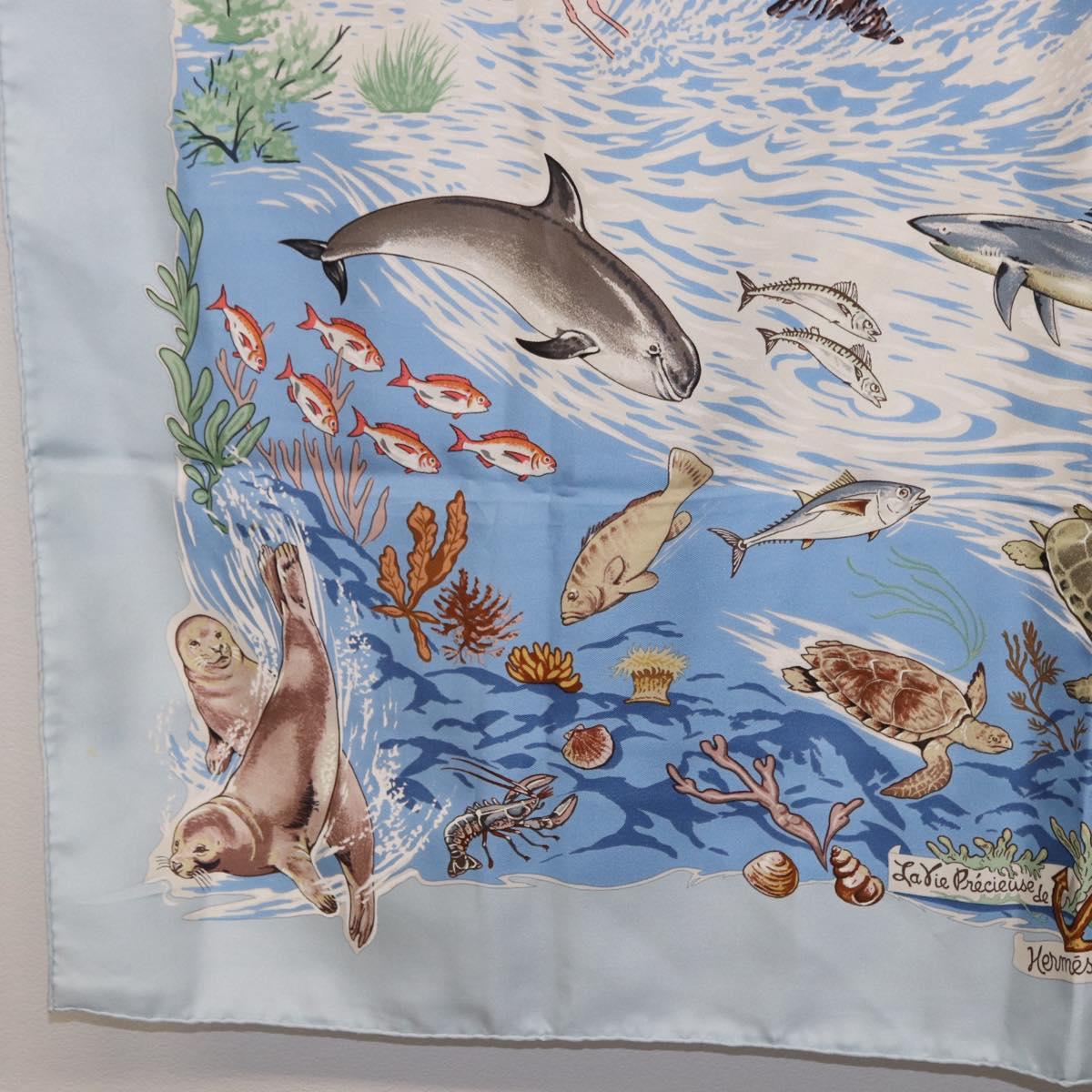 HERMES Carre 90 Scarf ”Lavie Precieuse de la Mediterranee” Silk Auth 193883