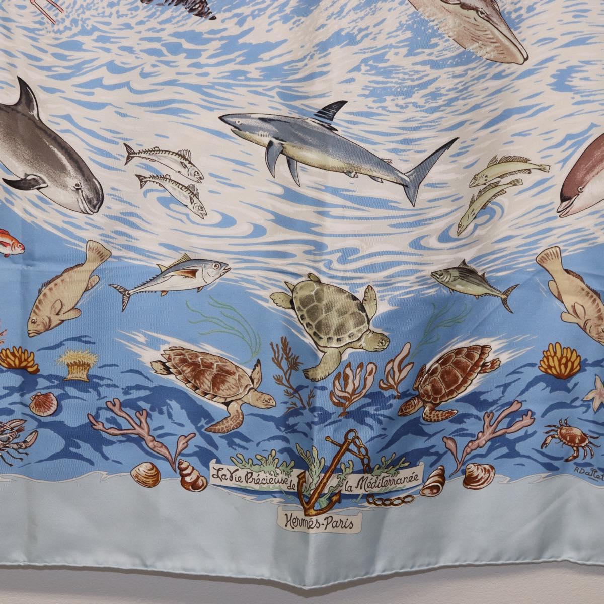 HERMES Carre 90 Scarf ”Lavie Precieuse de la Mediterranee” Silk Auth 193883
